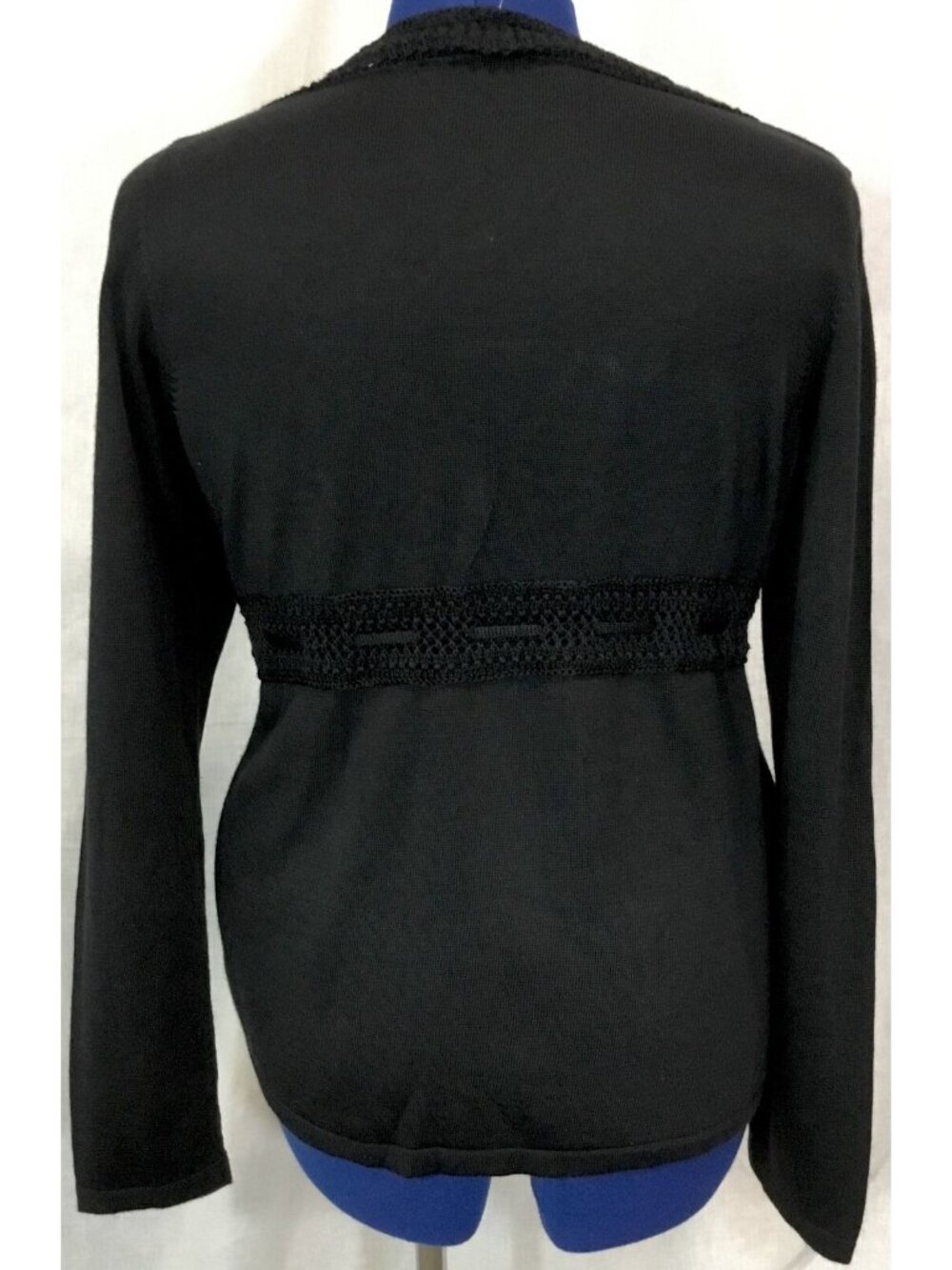 Y2K Babydoll Sweater Women XL Black Knit Crochet Fairy Grunge VTG Top Whimsigoth - Picture 3 of 8